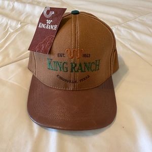 King Ranch Brown Duck Hat with Leather Visor and Adjustable Leather Strap